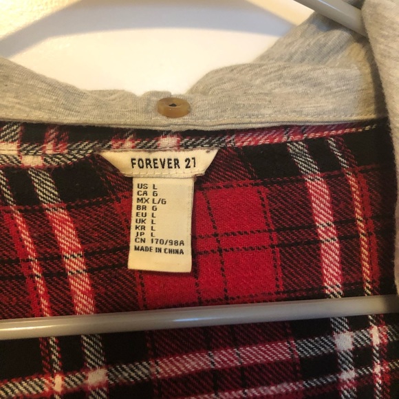 Comfy flannel button up with a hood - Picture 2 of 2